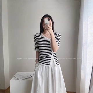 Áo cúc chéo + chân váy trắng