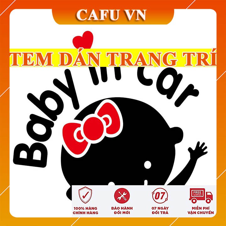 Tem trang trí decal trang trí ô tô Baby In Car - CAFU VN