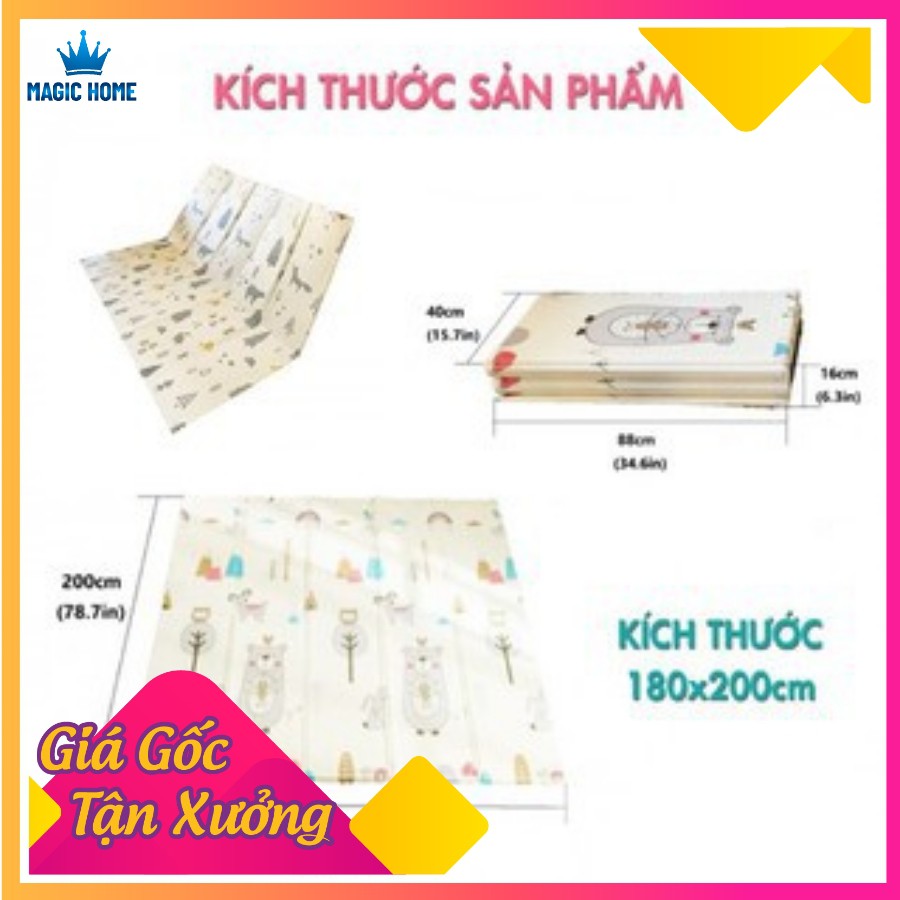 Thảm xốp 2 mặt Hàn Quốc phủ Silicon, Chống thấm, Chống trượt, Chống mốc, giúp bé vui chơi, tập bò an toàn