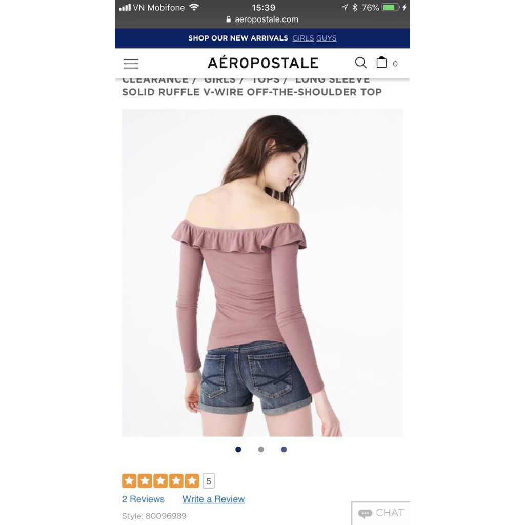 Áo thun tay dài trễ vai Aeropostale