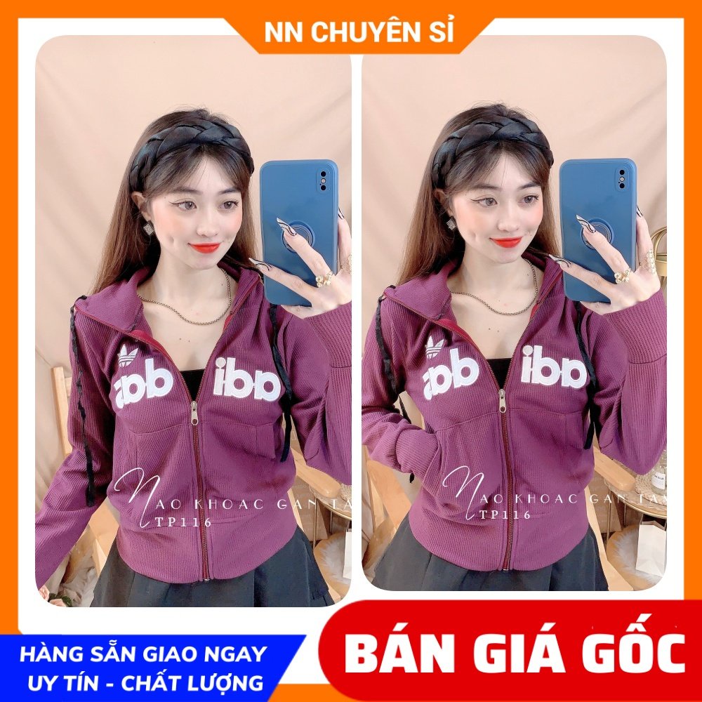 Áo khoác gân tăm cho nữ chất vải mềm co giãn lên phom ôm dáng thêu chữ dễ thương TP116