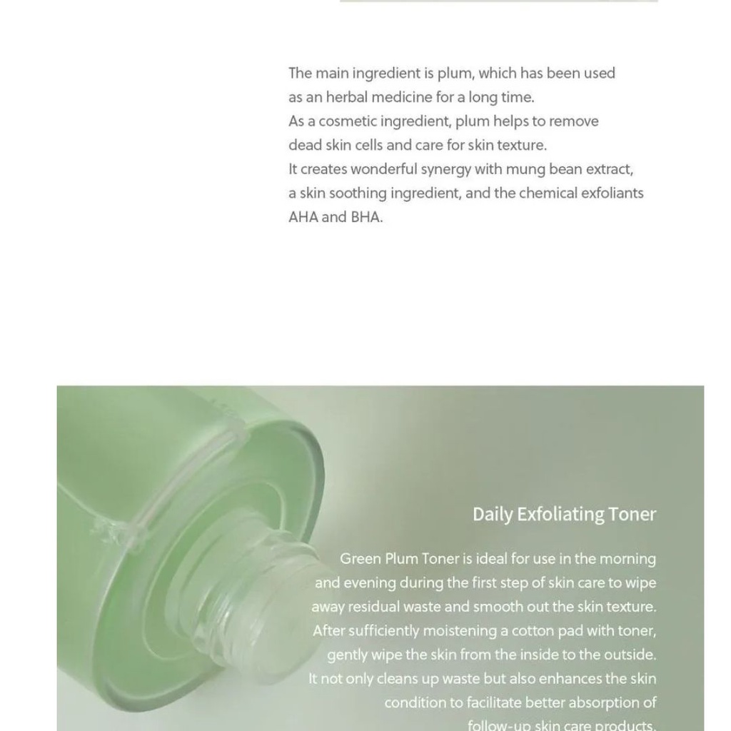 Nước hoa hồng tẩy tế bào chết hằng ngày Beauty of Joseon - Green Plum Refreshing Toner: AHA + BHA