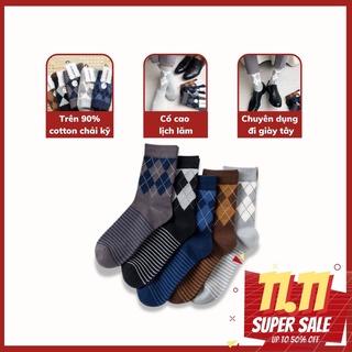 Set tất nam cổ cao 5 đôi ECHENON họa tiết quả trám phong cách Tây Âu