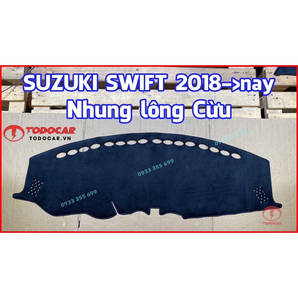 Thảm Taplo SUZUKI SWIFT bằng Nhung lông Cừu hoặc Da vân Carbon, Da vân Gỗ