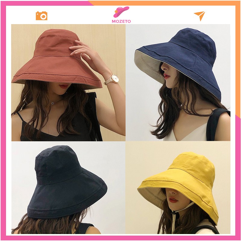 Mũ nón vải vành rộng đi biển chống nắng phong cách hàn quốc dành cho nữ; M10 – MOZETO