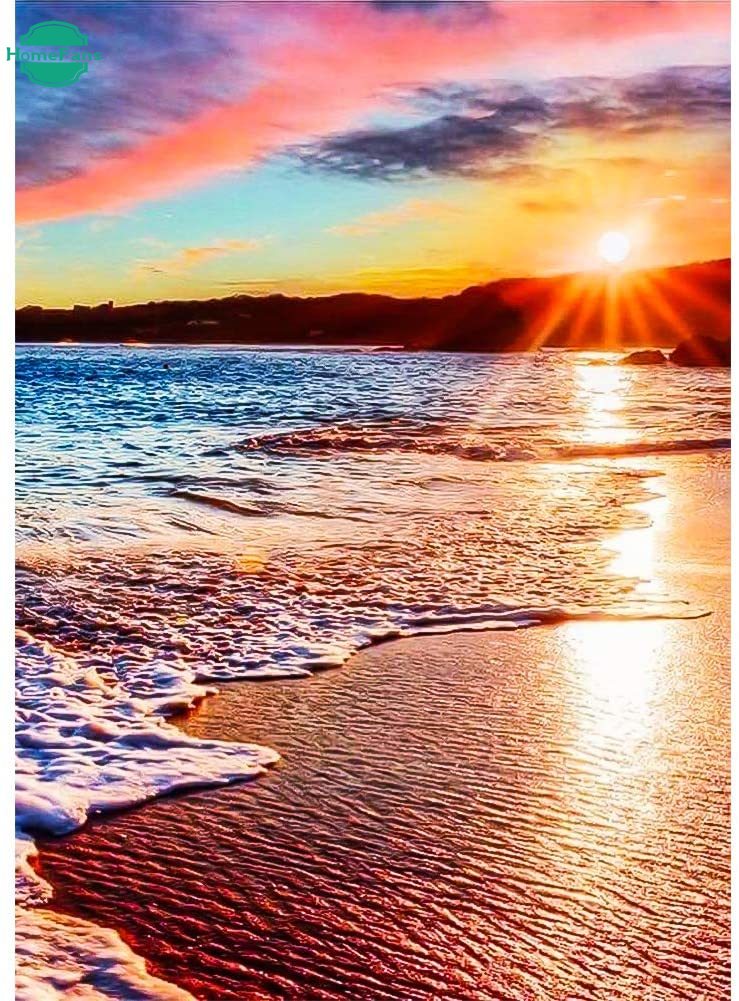 Bộ Tranh Đính Đá 5d Tự Làm Hình Phong Cảnh Bãi Biển Dễ Thương (30X40Nch)