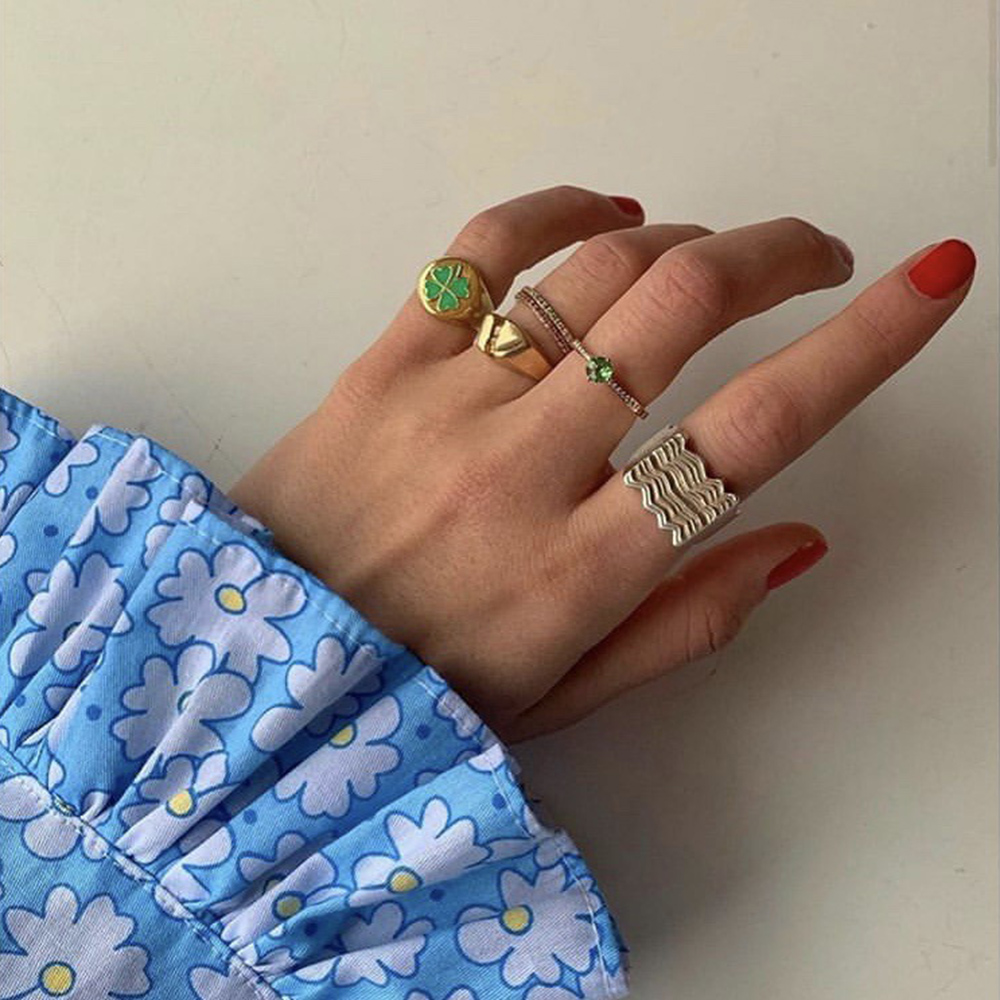 Nhẫn mạ vàng nhiều họa tiết tùy chọn đáng yêu size 6-8