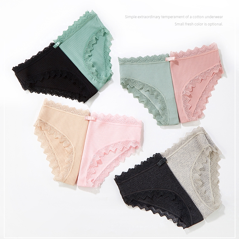 Quần lót viền ren chất liệu cotton mềm trang trí nơ dễ thương gợi cảm cho nữ | BigBuy360 - bigbuy360.vn