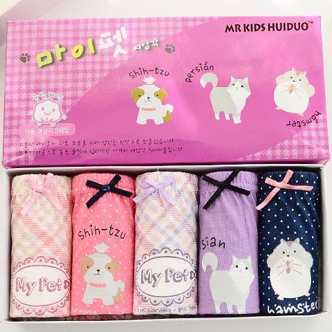 Hộp 5 quần chip tam giác bé gái, quần lót trẻ em cotton cao cấp mềm mịn thoáng mát QL10