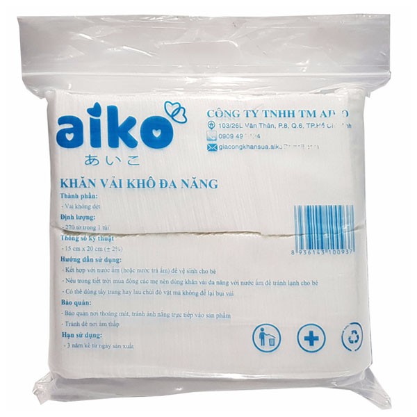 [Siêu Rẻ] Khăn Vải Khô Đa Năng AIKO Gói 300g -( 270 TỜ/ GÓI)