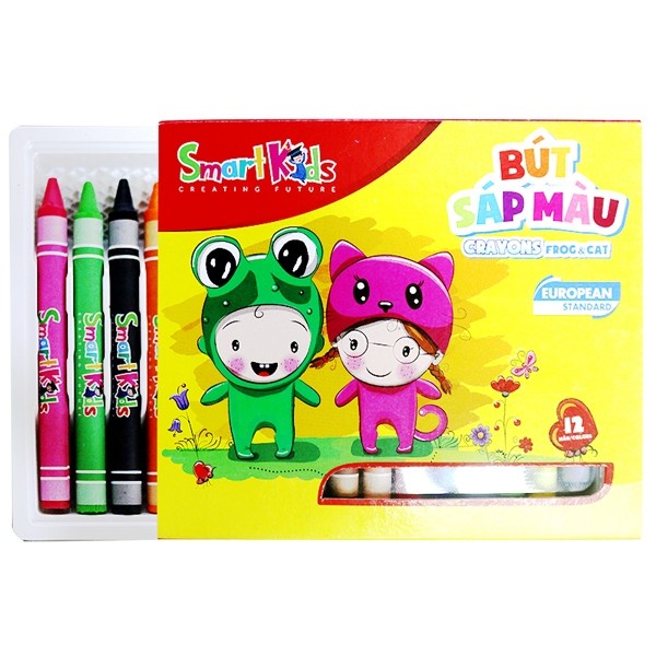 Sáp 12 Màu Frog &amp; Cat Smart Kids - SK-CR0006 - 8935276423807