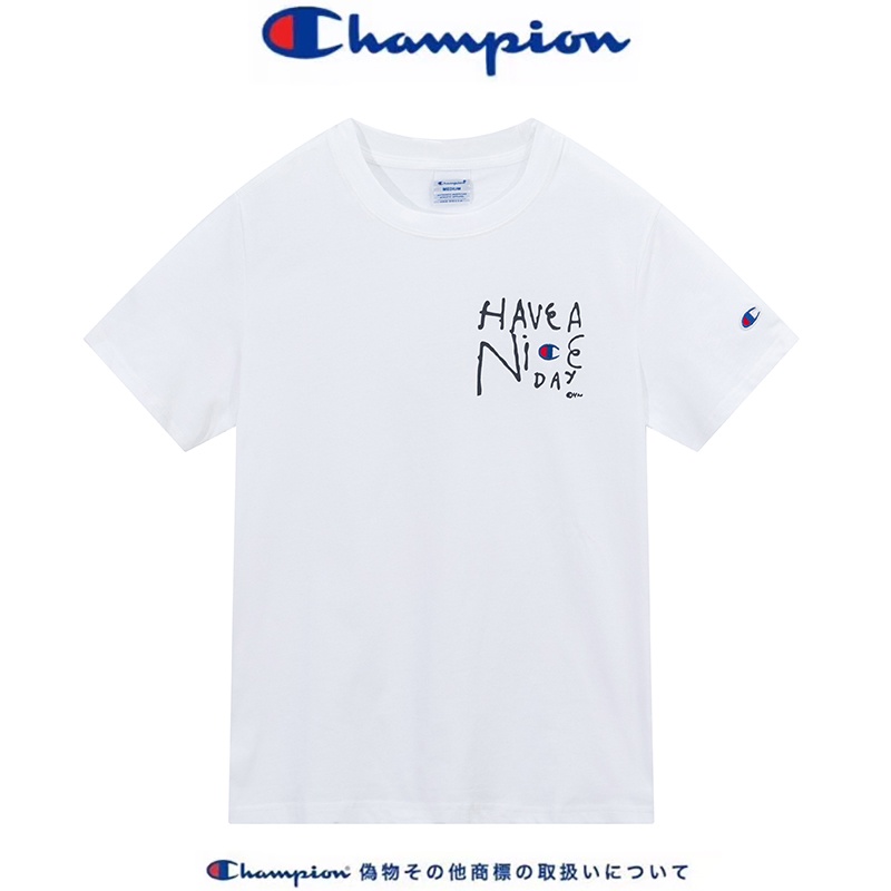 Áo Thun Cotton Ngắn Tay Dáng Rộng In Chữ Champion Cá Tính Cho Nam Nữ