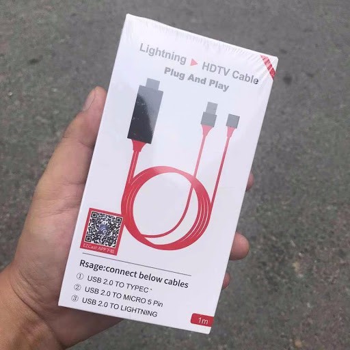 Cáp Hdmi từ điện thoại Iphone Ipad lên tivi không cần cài phần mềm full box