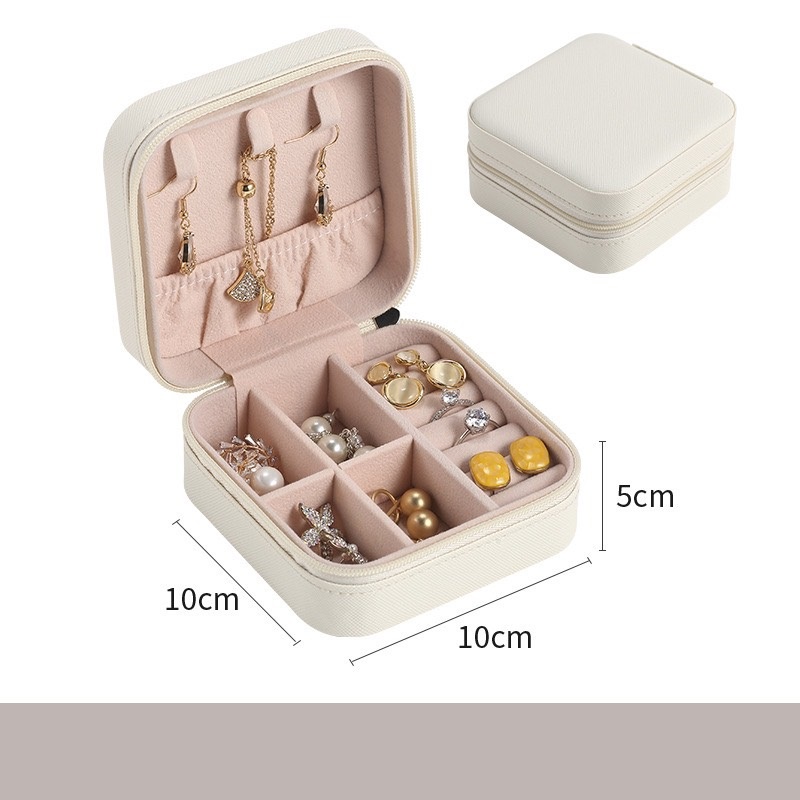 Hộp đựng trang sức mini cầm tay có khóa kéo nhỏ gọn sang trọng tiện dụng khi đi du lịch