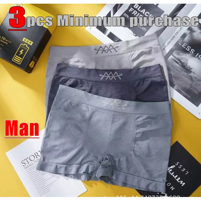 【Set 3 quần lót boxer nam không đường may lưng vừa 5D tổ ong độ co giãn cao