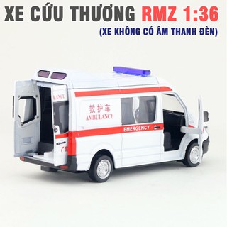 Xe ô tô cứu thương RMZ city bằng sắt chạy cót xe mở cửa đồ chơi trẻ em mô hình tỉ lệ 1:36