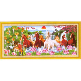 Tranh thêu chữ thập 3D ngựa MÃ ĐÁO THÀNH CÔNG.Kích cỡ: 115x53cm