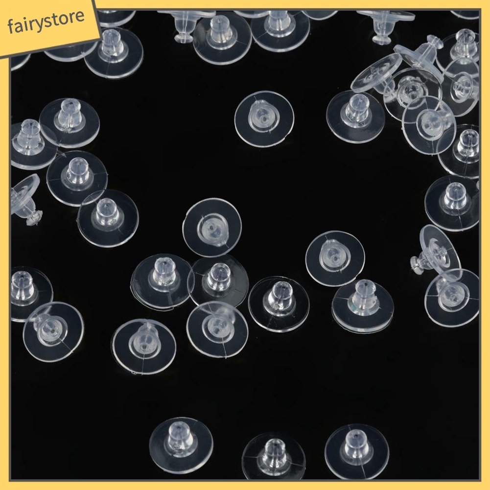 Set 100 nút chặn khuyên tai làm từ silicon không độc hại trong suốt tiện dụng