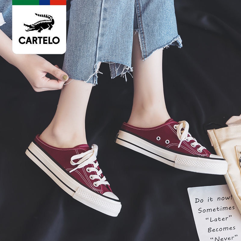 Giày Thể Thao canvas Hở Gót Không Gót Phong Cách Hàn Quốc Mới 2021 Dành Cho Nữ