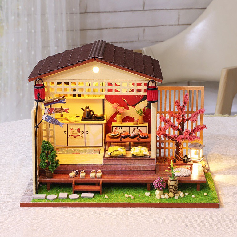 Mô hình nhà DIY Doll House Great House Nhật Bản Kèm Mica Chống bụi, Bộ dụng cụ và Keo dán