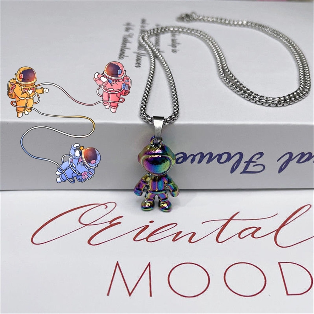 Vòng cổ Mặt Hình Phi Hành Gia Nhiều Màu Phong Cách Hip Hop Hàn Quốc Cho Nam Và Nữ