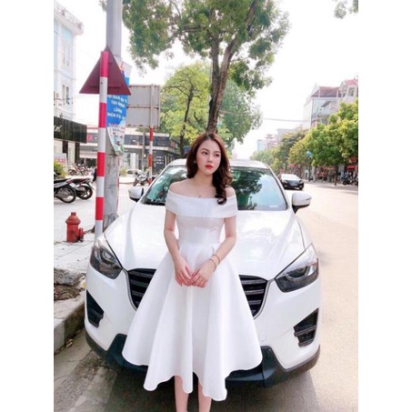 V36 VÁY TRẮNG TRỄ VAI, ĐẦM THIẾT KẾ DỰ TIỆC, DẠ HỘI KỶ YẾU PROM