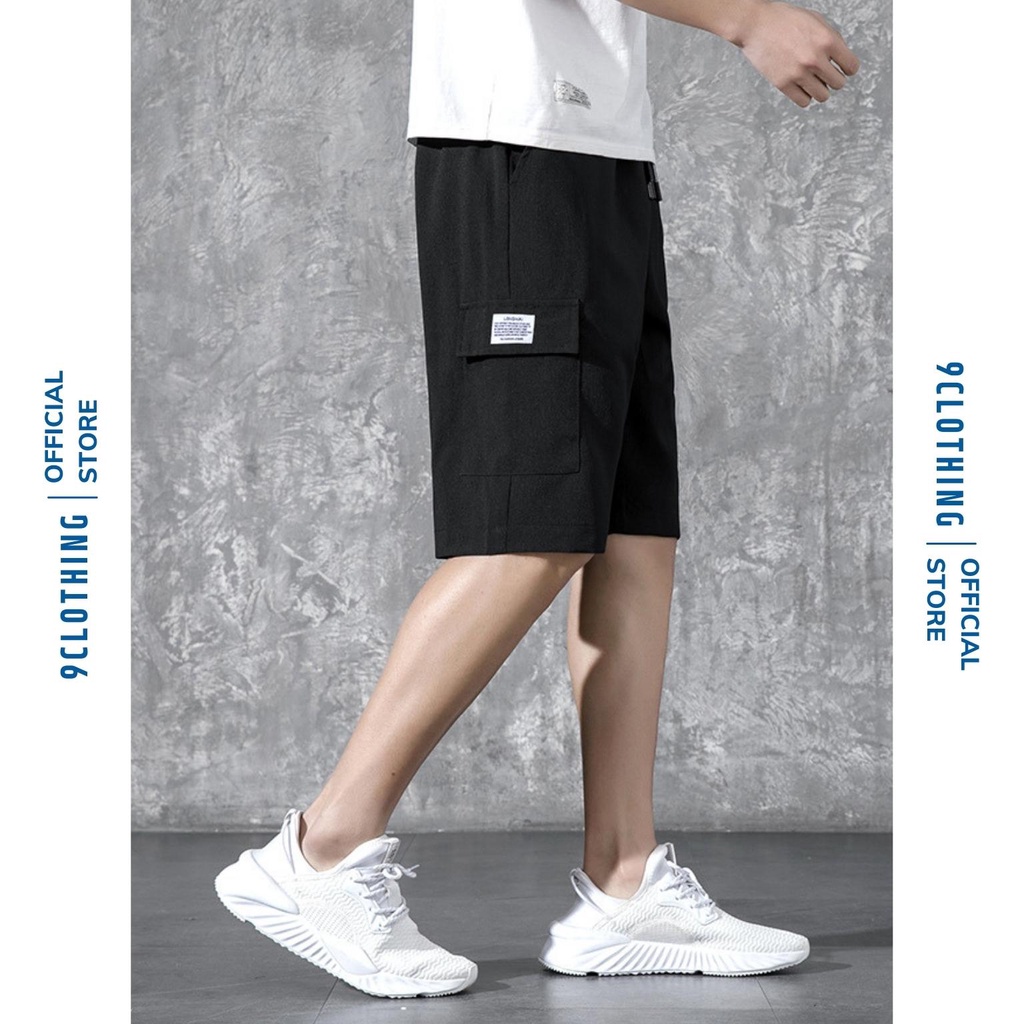 Quần short nam phối Túi Hộp, quần đùi lửng nam mùa hè vải mát mịn phong cách streetwear Ulzzang Hàn từ 9CLOTHING