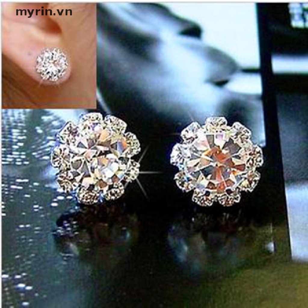 Cặp Bông Tai Hình Cầu Đính Đá Thời Trang Nữ