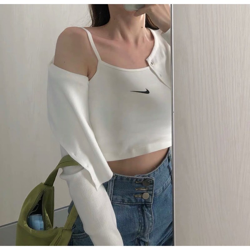 [Mã WASKT410K giảm 10K đơn 50K] ÁO CROPTOP HAI DÂY LOGO THÊU N.K / ÁO DÂY HÀN QUỐC | BigBuy360 - bigbuy360.vn