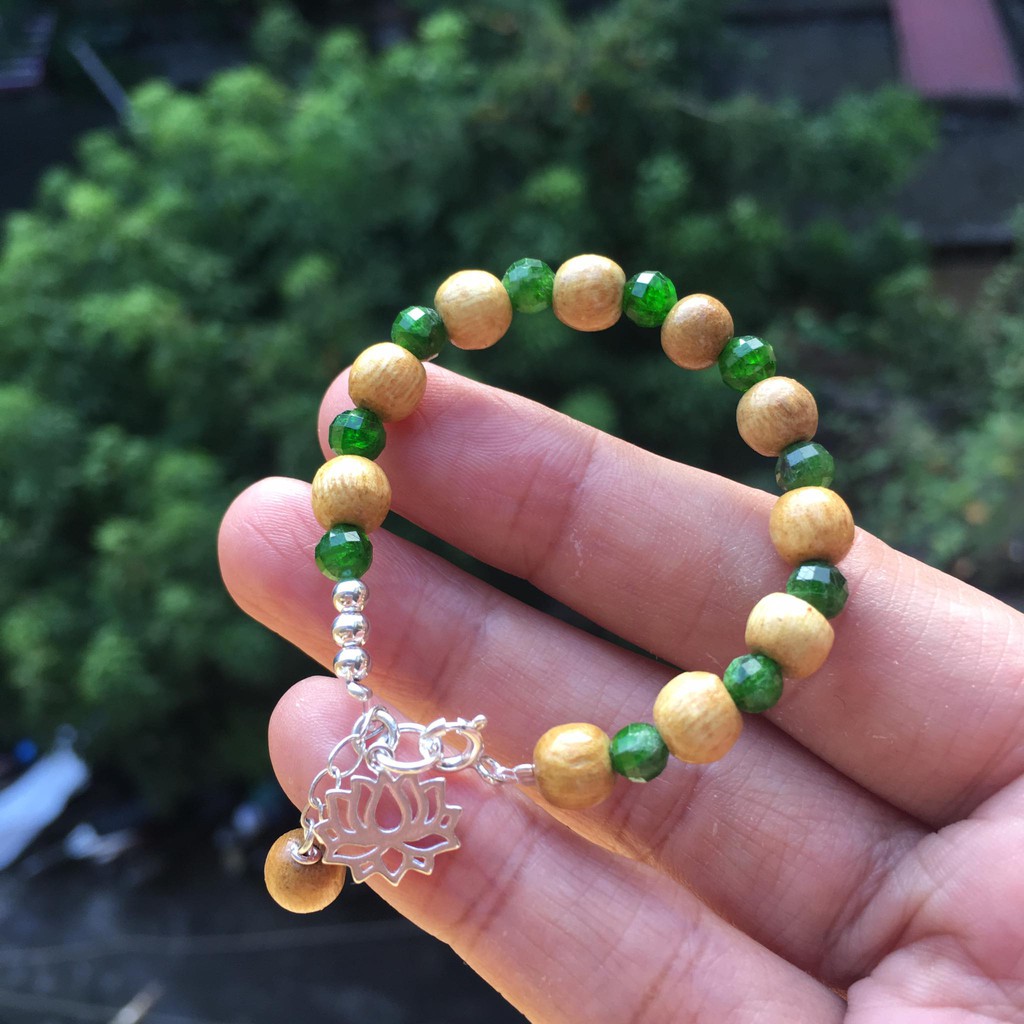 Vòng dâu trẻ em mix đá diopside