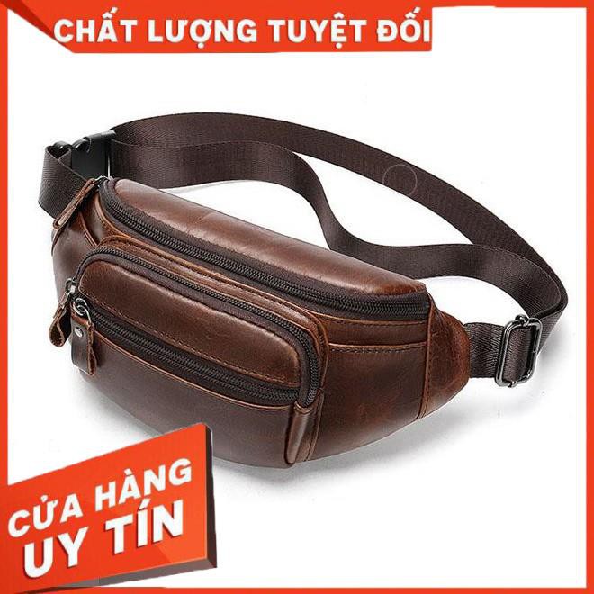 Túi Đeo Chéo Trước Bụng Da Bò , Túi Bao Tử Da Bò 100% MS : #005.