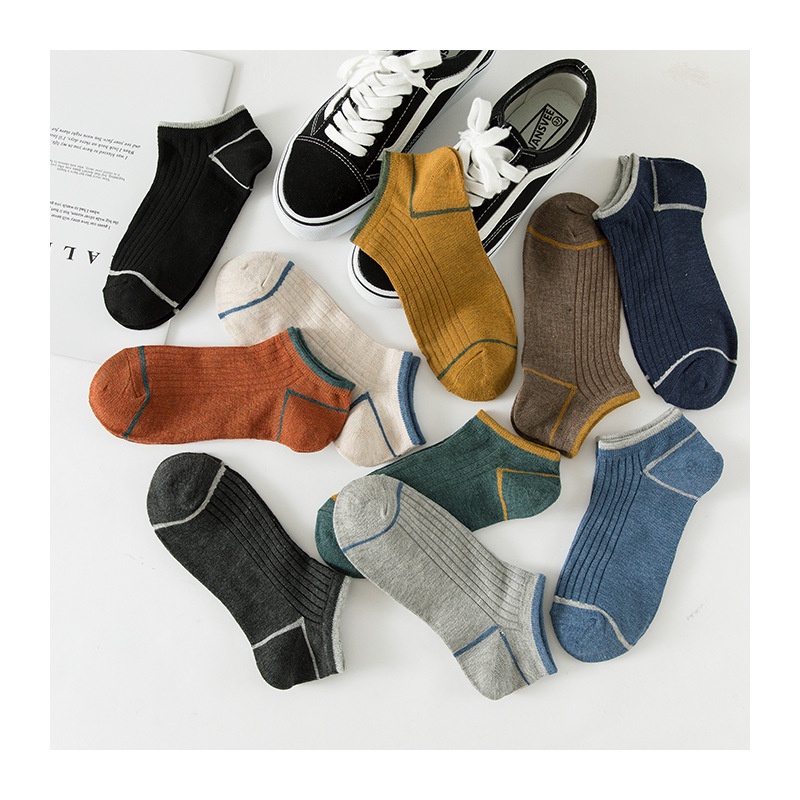 Vớ cotton WAFNHA D486 kẻ sọc thấm hút mồ hôi thoáng khí cho nam