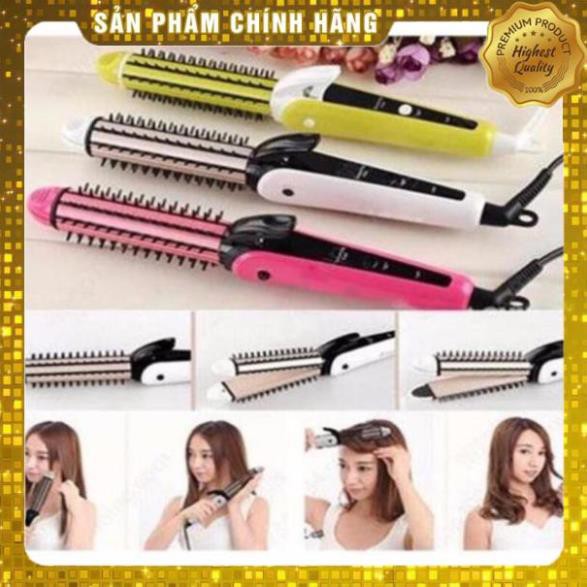 (Hàng chuẩn) Lược điện đa năng uốn-bấm-duỗi tóc 3in1 Nova8890