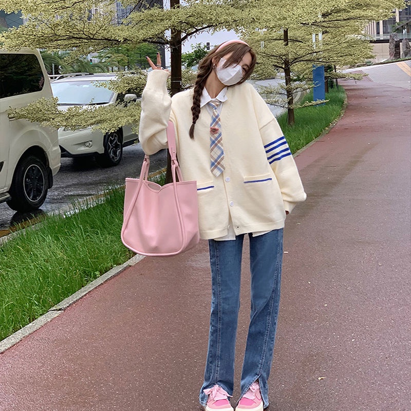 Áo Khoác cardigan Dệt Kim Dáng Rộng Phong Cách Hàn Quốc Thời Trang Mùa Thu Mới Cho Nữ