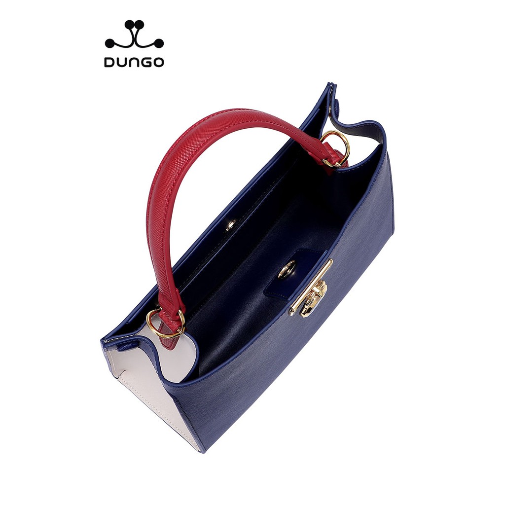 Túi Xách NUCELLE Bucket Da Xanh quai Đỏ 603-06