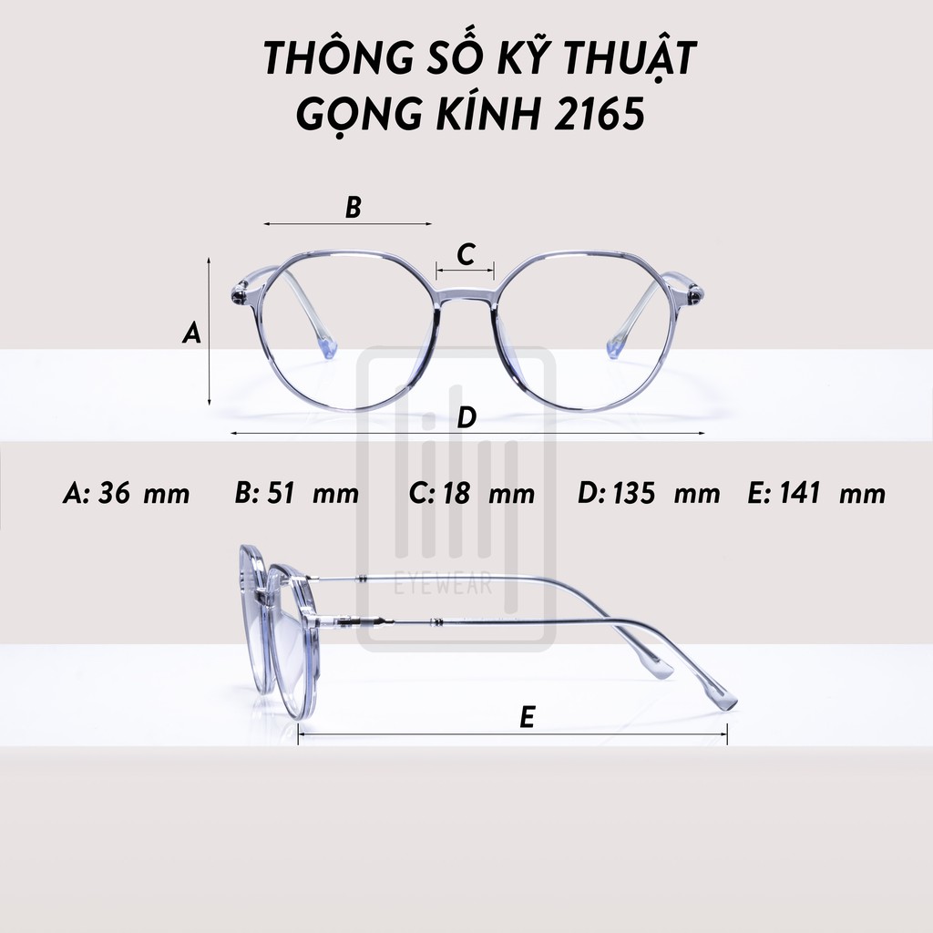 Gọng kính cận nữ Lilyeyewear nhựa dẻo, mắt vuông 2165