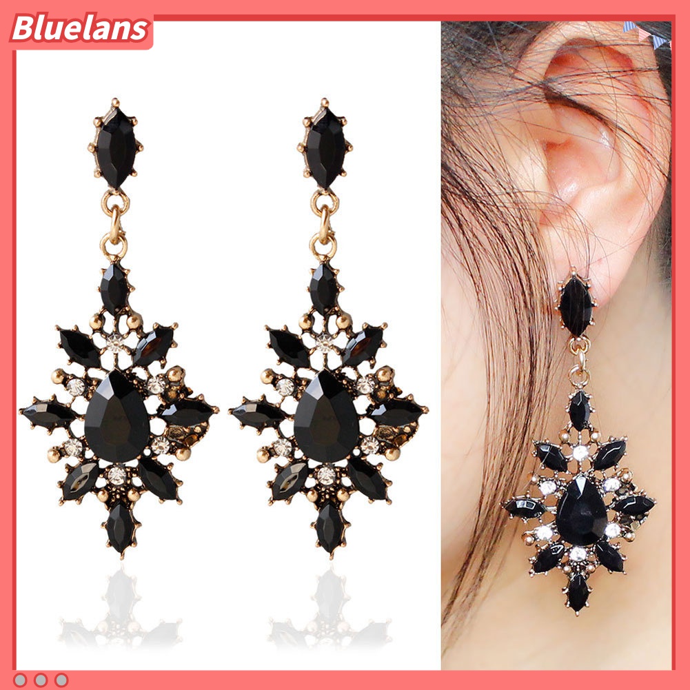 Khuyên tai thả dài mặt hình giọt nước lộng lẫy