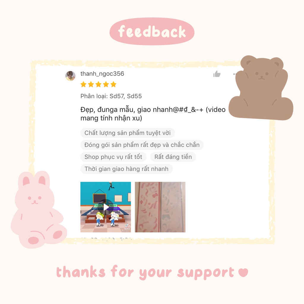 Sticker dễ thương hoa hồng gấu thỏ