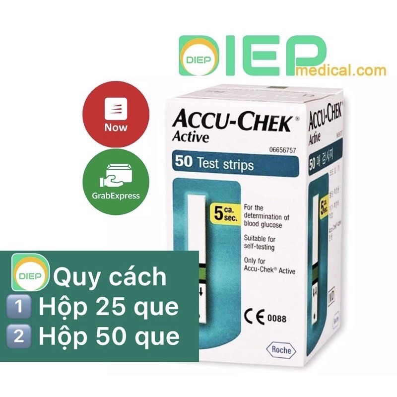 ACCU CHEK ACTIVE 25 que hoặc 50 que - Que thử đường huyết chính hãng Accu