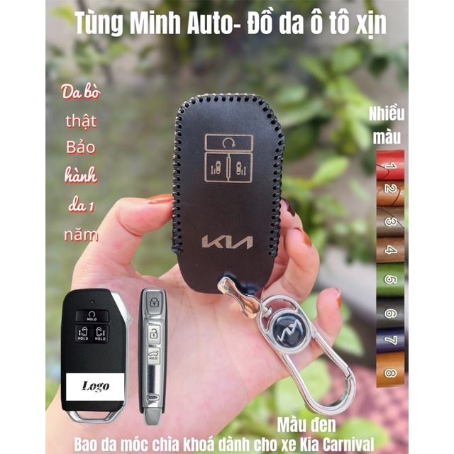 Bao da móc chìa khoá xe Carnival, bọc chìa khoá xe hơi khâu tay