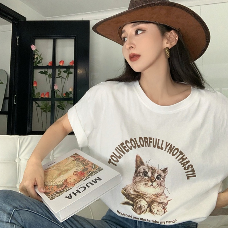 NRVP Áo Thun Cotton Tay Ngắn Cổ Tròn Màu Trơn Thời Trang Dành Cho Nữ