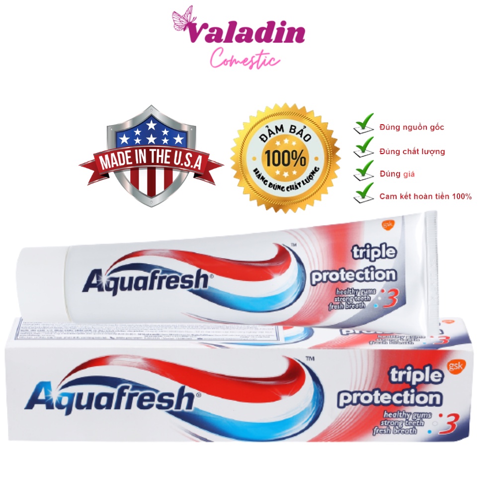 [Hàng Mỹ] Kem đánh răng AQUAFRESH 3 Tác Động Triple Protection 100ml (Đỏ)