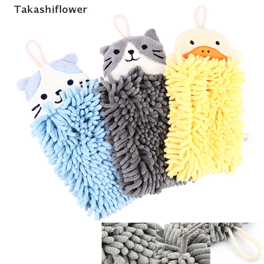 (Takashiflower) Khăn Lau Tay Treo Nhà Bếp / Phòng Tắm Bằng Vải Chenille Hoạt Hình Dễ Thương Bán Chạy