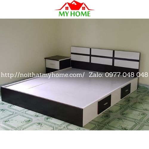Giường Ngủ Nhựa Đài Loan CHINHUEI, ECOPLAST, VICOPLAST Dài 2m Kết Hợp Kệ Đầu Giường GN01