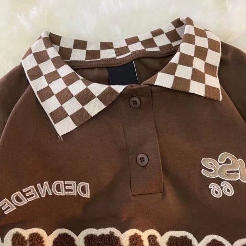 Áo Thun Polo Tay Ngắn Dáng Rộng Thêu Chữ Phong Cách Mỹ Thời Trang Mùa Hè Cho Nam Size M-2XL