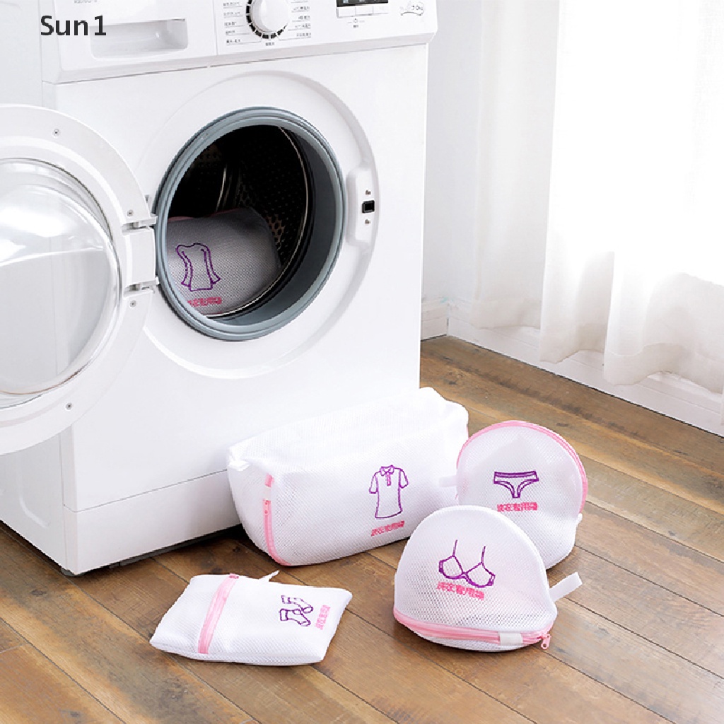 Sun1 &gt; Túi Lưới Giặt Đồ Lót / Vớ / Đồ Lót Họa Tiết Thêu Có Thể Giặt Lại