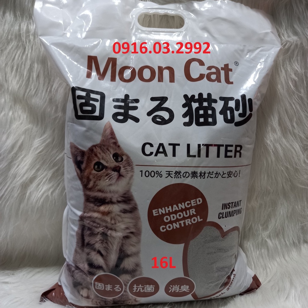 [Mã PET50 giảm 10% - tối đa 50K đơn 250K] Cát vệ sinh cho mèo cát nhật Moon cat 16L, Cát vệ sinh cho mèo than hoạt tính