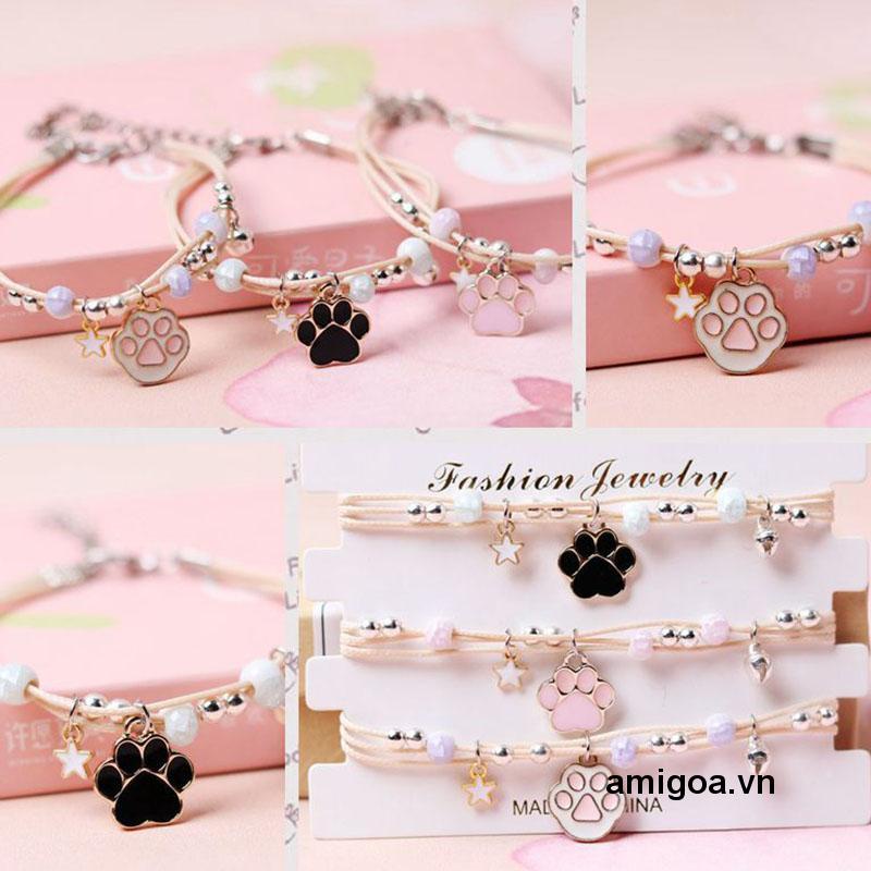 【amigoa.vn】Vòng Tay Hình Chân Mèo Hoạt Hình Đơn Giản Dành Cho Nữ Sinh