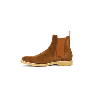 Giày nam chelsea boots chất liệu da lộn màu nâu, đế cao su 3.5cm