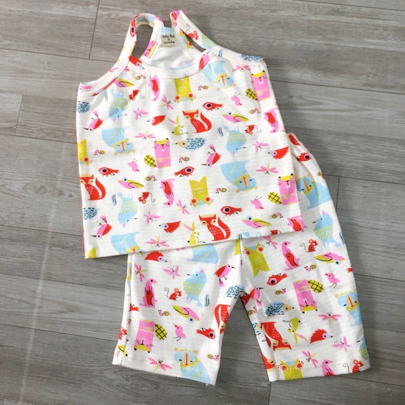 {6-16kg} Bộ hè 2 dây bé gái chất bozip thấm hút mồ hôi -M125